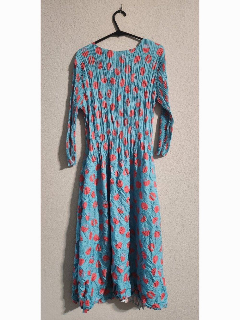 Alquema 3/4th Sleeve Smash Dress “Aqua Eclipse” Crinkly pockets midi sz 1 (US 6) - Picture 8 of 8